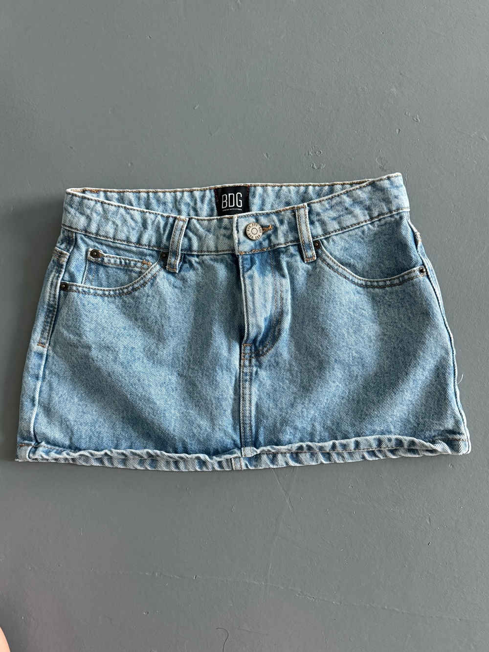 BDG Washed Light Blue Denim Mini Skirt